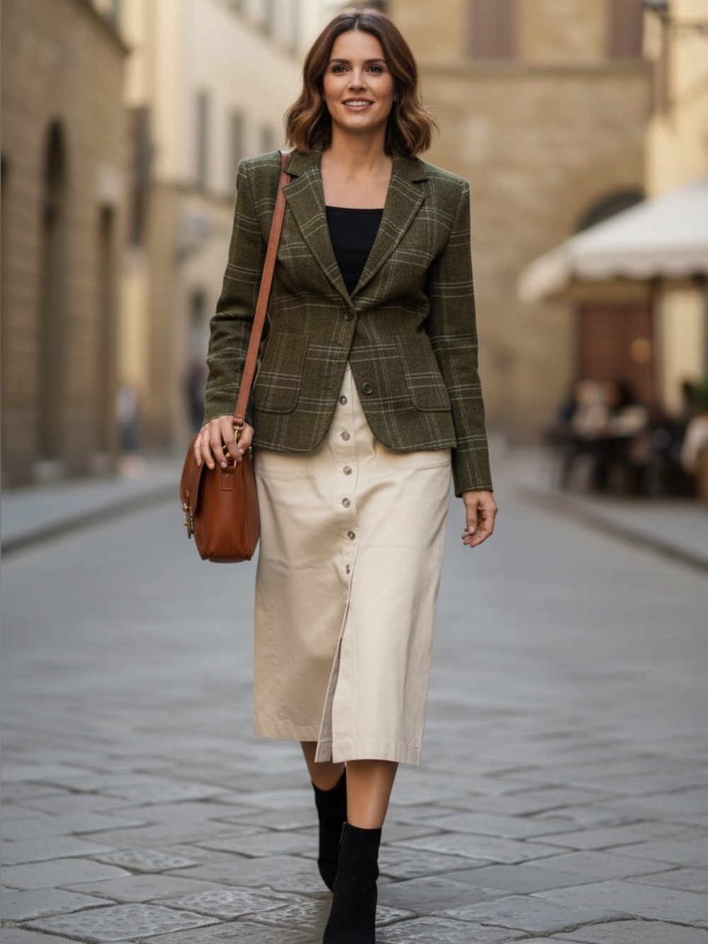 Bellandi Italy for LLBean Wool And Silk Plaid Jeacket